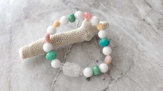 ドゥルージークォーツのカラフルポップ✧ブレスレット 天然石