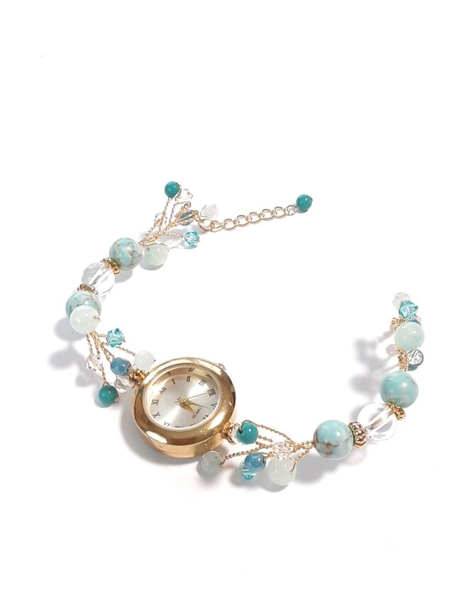 ワイヤーボリューム腕時計(ブルー系)