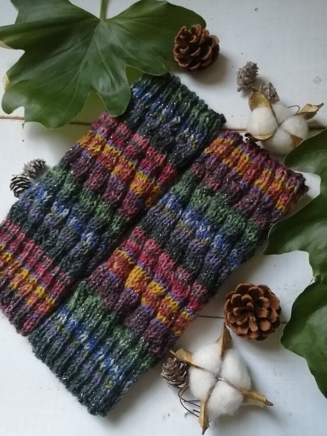 冬の銀河〜オパール毛糸の短いレッグウォーマー