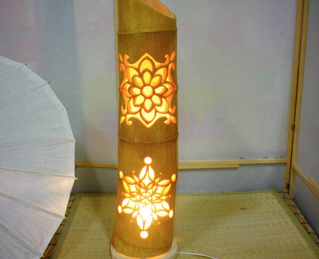 竹灯り・竹あかり・竹灯籠・竹灯篭・竹ランプ ～～ 癒しの灯り☆美模様