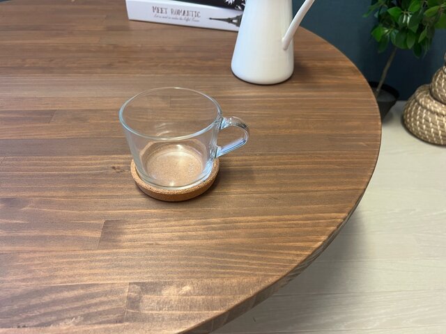 送料無料】 ローテーブル 丸形 90cm パイン ブラウン ねじ込み脚