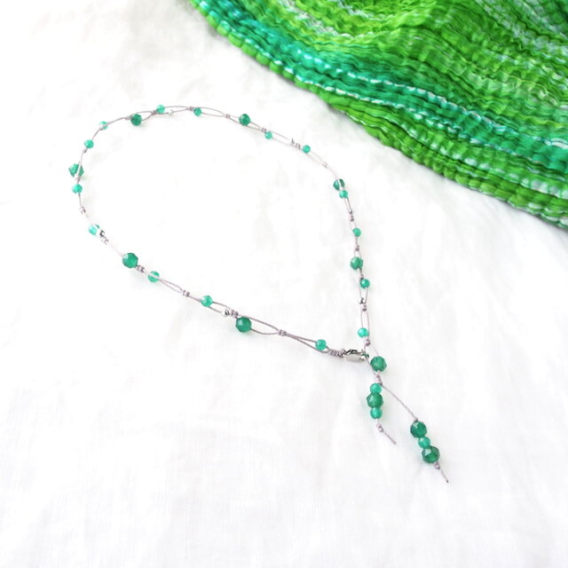 Spangled Short Necklace（グリーンオニキス）