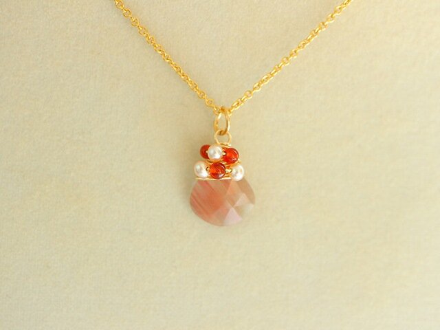 アンデシン＊ネックレス＊14kgf＊レッド＊淡水パール＊no.570 | iichi 