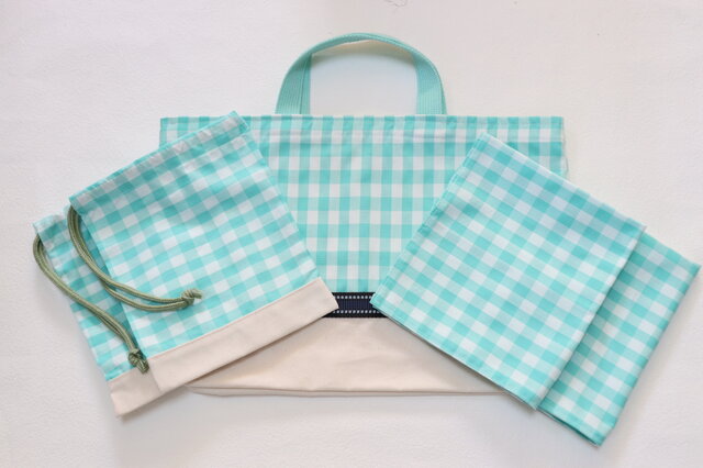 もりくま様　ギンガムチェック3点セット　コップ袋1枚 もりくま様 ギンガムチェック3点セット コップ袋1枚 もりくま様 ギンガム