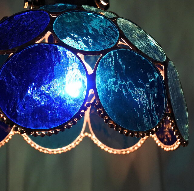 青の雫玉ランプ ステンドグラス 照明 ランプ ペンダント | iichi 日々 