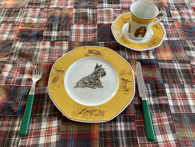 パッチワークテーブルクロスGrayチェック＋テーブルウェイト