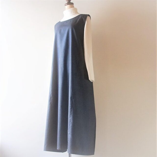 着物リメイク 泥大島のジャンパースカート L iichi ハンドメイド・クラフト作品・手仕事品の通販