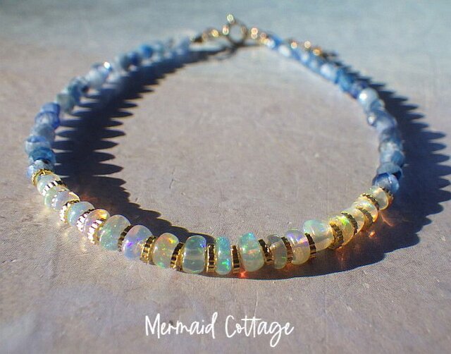 *14Kgf* Opal & Kyanite Bracelet オパール&カイヤナイト☆アジャスターの画像1枚目