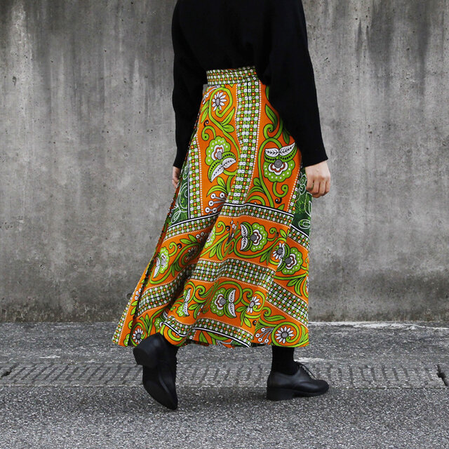 カンガの巻きスカート（ アフリカ布スカート ）ラップスカート ロング
