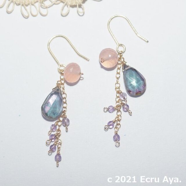 *魅惑の輝き*ミスティックトパーズとピンクのピアス