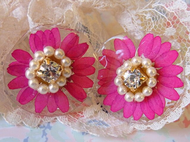 ノースポールのボタンピアス(Pink)の画像1枚目