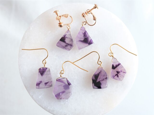 Trapiche Amethyst earring：トラピッチェアメジスト 2月誕生石 ピアス