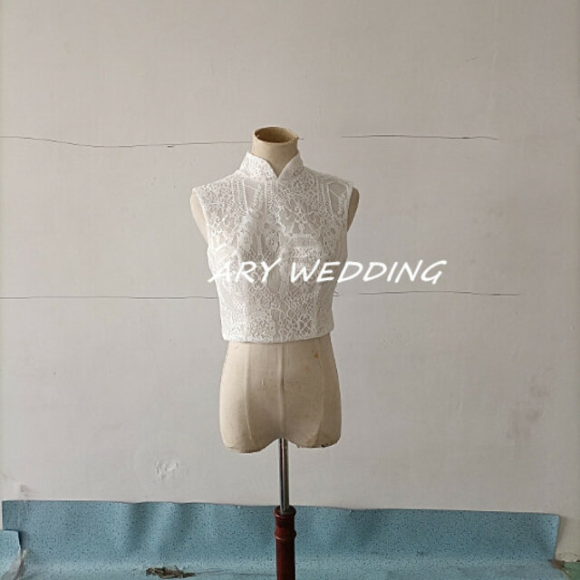 高品質 花嫁 ウエディングドレス ハイネック 背中見せ ボレロ 可愛い 結婚式 披露宴 挙式 Iichi ハンドメイド クラフト作品 手仕事品の通販