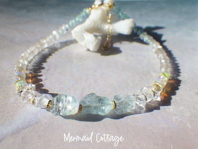 14kgf *Raw Rough Aquamarine & Harkimer &Opal オパール＆アクア 