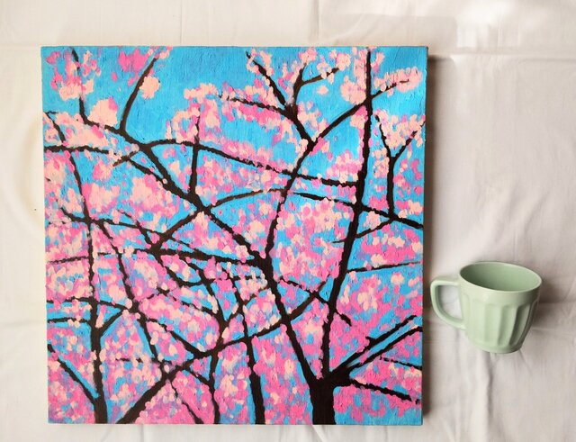 絵画「桜」S8・油彩・原画・裏紐付き | iichi 日々の暮らしを心地よく
