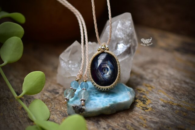 理姫』サファイアのマクラメペンダントネックレス 理姫』サファイアの