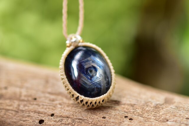 理姫』サファイアのマクラメペンダントネックレス 理姫』サファイアの