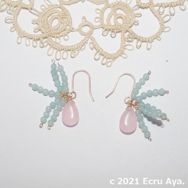 *春色ステップ*桜ピンクジェードのピアス