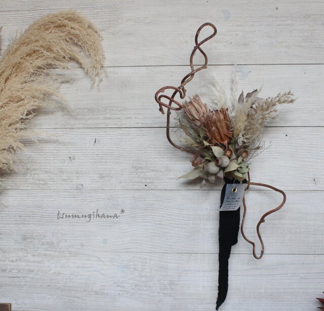 peindre] swag プロテアとキウイつるのスワッグ ドライフラワー