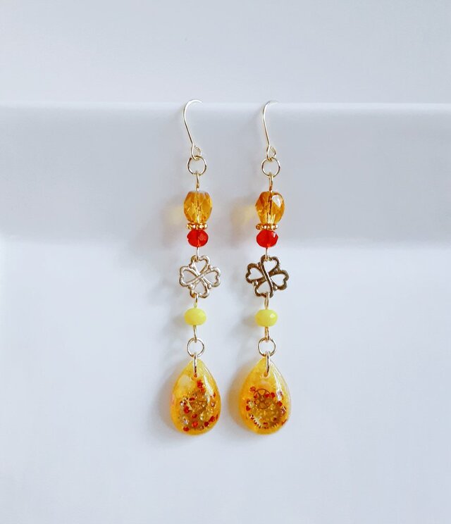 ハンドメイド♡レジン加工スクエアイヤリング♡