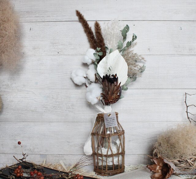 プロテアとキウイつるのスワッグ＆リース【2way】 パンパス ドライ