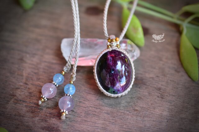 ルビー多め☆ルビーインゾイサイト マクラメペンダント133 | iichi