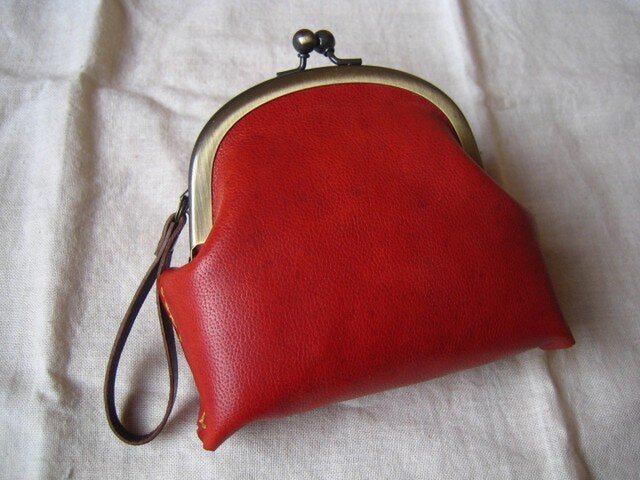 【M様オーダー品】ラクダ革のがま口(赤色)の画像1枚目
