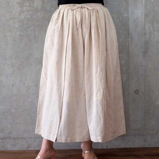 春待ち　ヘンプコットン　ワイドパンツ　ナチュラル