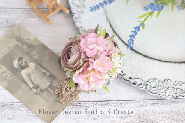 D 成人式 卒業式 入園式 入学式 結婚式 ウエディング 薔薇と桜のラウンドコサージュ 結婚式 入学式 卒業式 入園式 卒園式