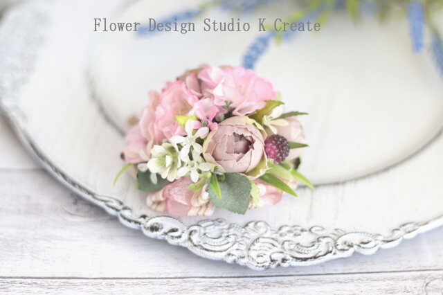 薔薇と桜のラウンドコサージュ 結婚式 入学式 卒業式 入園式 卒園式