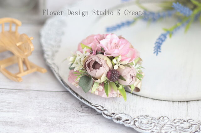 薔薇と桜のラウンドコサージュ 結婚式 入学式 卒業式 入園式 卒園式