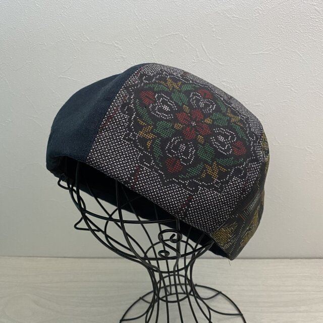 TOPI 着物リメイクのベレー(大島)の画像1枚目