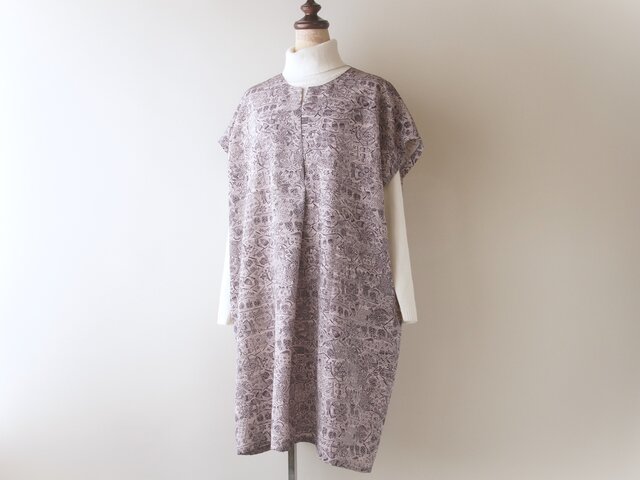 着物リメイク　新品　正絹　本真綿結城紬反物　ロールカラーチュニック 着物リメイク 新品 正絹 本真綿結城紬反物 ロールカラーチュニック