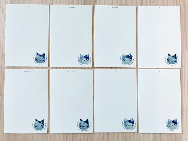 猫のポストカード：カラフル版画：お得8枚セット | iichi 日々の