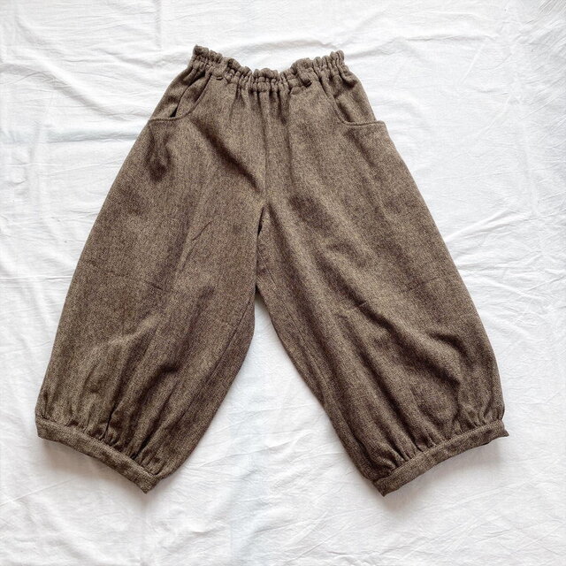 ハンサムスタイルのバルーンパンツ：80cm（コットンツイード：ブラウン）