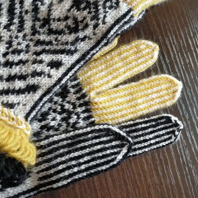 【激安大特価】ウール100%手編みタイガーグローブS 手袋