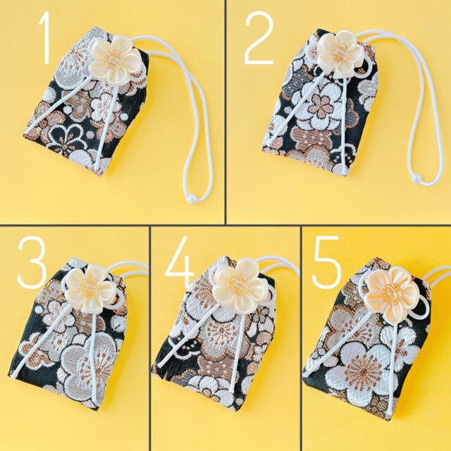 ハンドメイドうめ 梅｜花のお守り袋（手縫い・つまみ細工／元巫女が仕立てる）〈サイズ