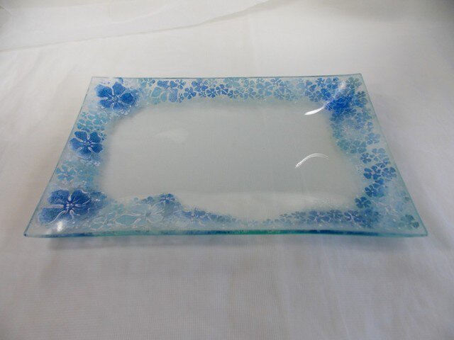 長角皿(お花ふわりブルー)の画像1枚目