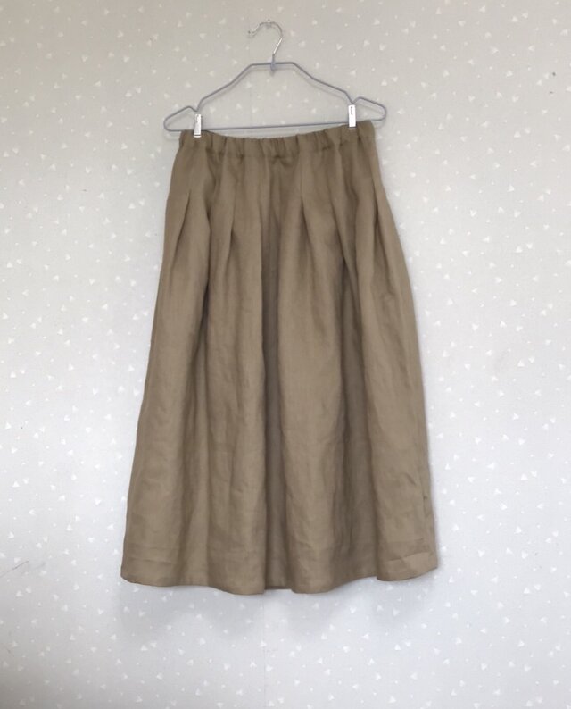 リネンのタックギャザースカート シナモン 裏付き | iichi ハンドメイド・クラフト作品・手仕事品の通販