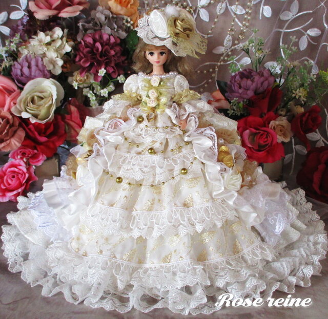 アンネローゼ王妃 ゴージャスシャンパンゴールドのボリュームフリルドールドレス アンネローゼ王妃 ゴージャスシャンパンゴールドのボリューム