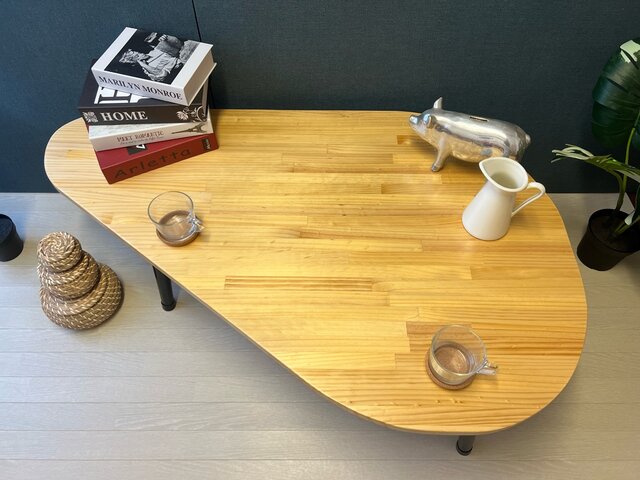 送料無料】 ローテーブル 三角形 120cm 80cm パイン ナチュラル