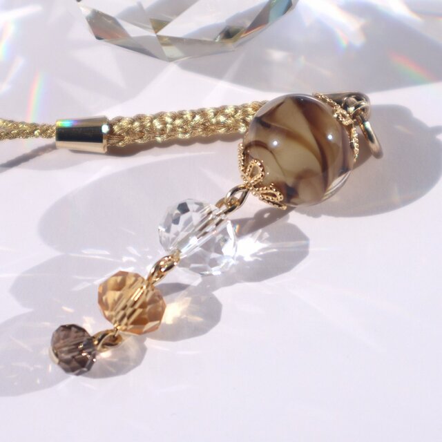 根付 とんぼ玉 帯飾り 提げ物 提物 男女兼用 ガラス工芸 大阪 お土産 ビーズ ブラウン