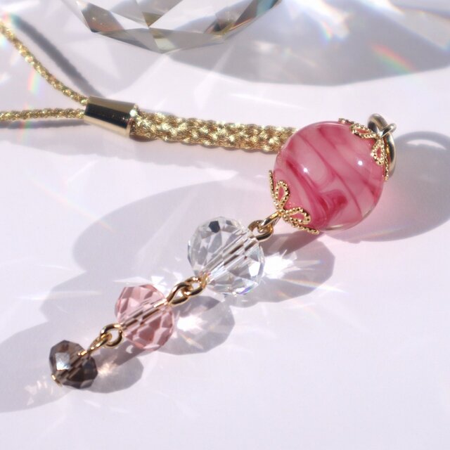 根付 とんぼ玉 帯飾り 提げ物 提物 男女兼用 ガラス工芸 大阪 お土産 ビーズ ピンク