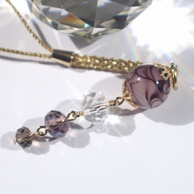 根付 とんぼ玉 帯飾り 提げ物 提物 男女兼用 ガラス工芸 大阪 お土産 ビーズ パープル