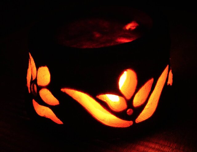 竹灯籠 竹灯り ロウソクの揺らぎ 全面彫り 竹ランプシェイド