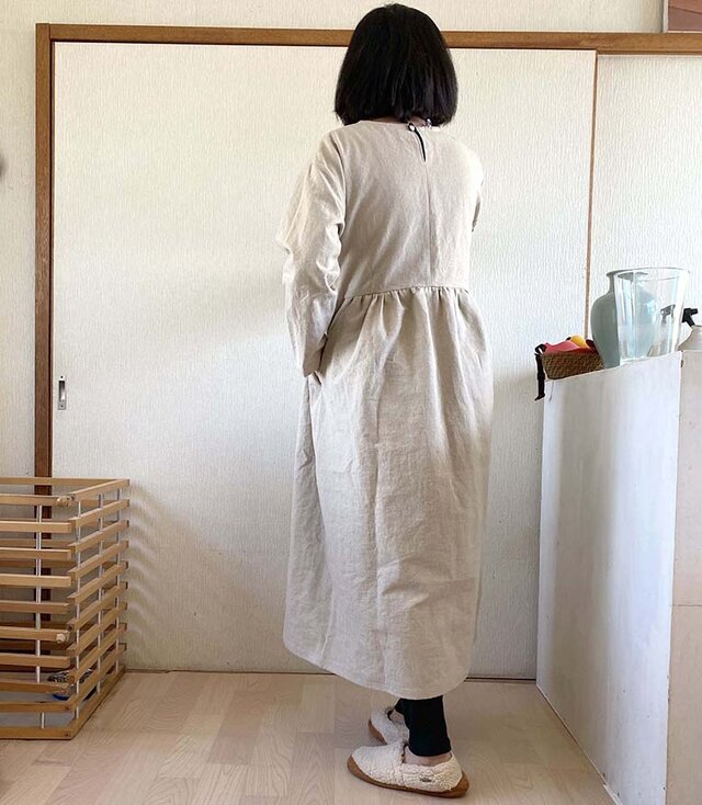 ハーフリネンワンピース　Lサイズ