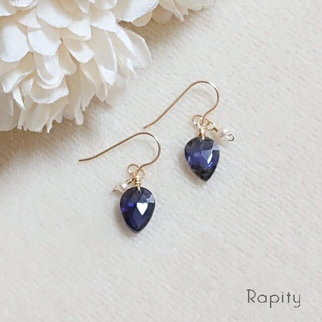 3月誕生石★14kgf 天然石アイオライト ピアス