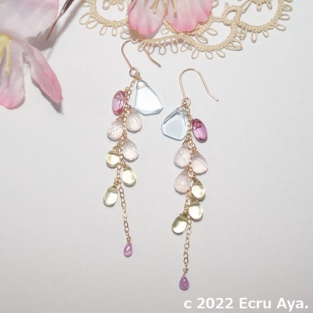 *歌詠み鳥*スカイブルートパーズがメインのピアス