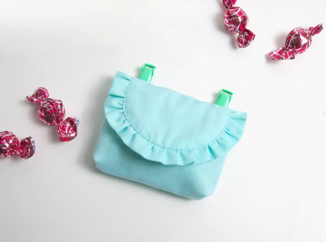 フリル　移動ポケット　ハンドメイド ミニサイズ）フリル 移動ポケット ミント Kids | iichi 日々の