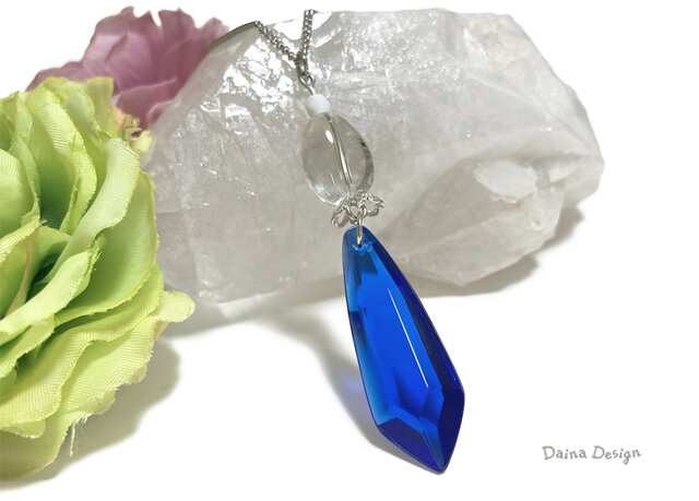 クリスタル 水晶 ネックレス ドロップ チャーム 4月誕生石 クリア